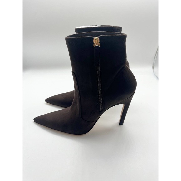 NWT Good American The Icon Bootie Chocolate Brown Suede Heeled Booties Sz 8 - Picture 4 of 9